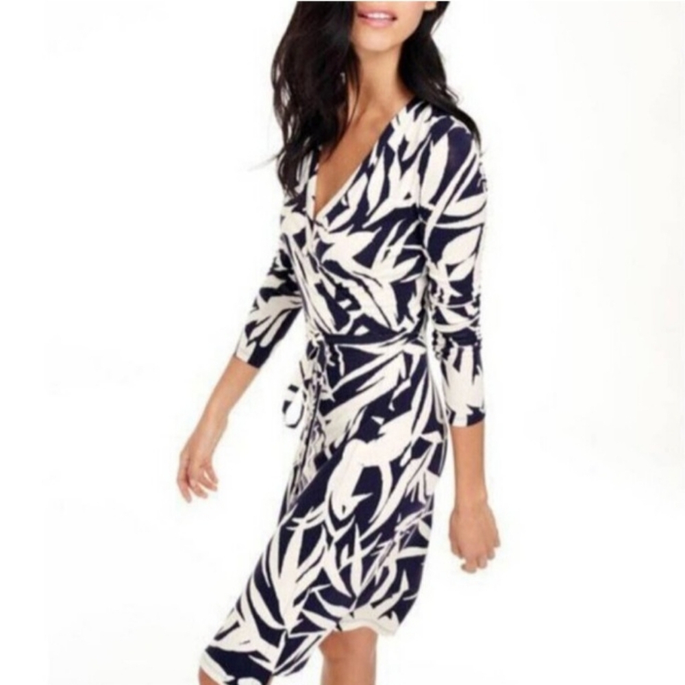 Boden Navy and White Midi Dress